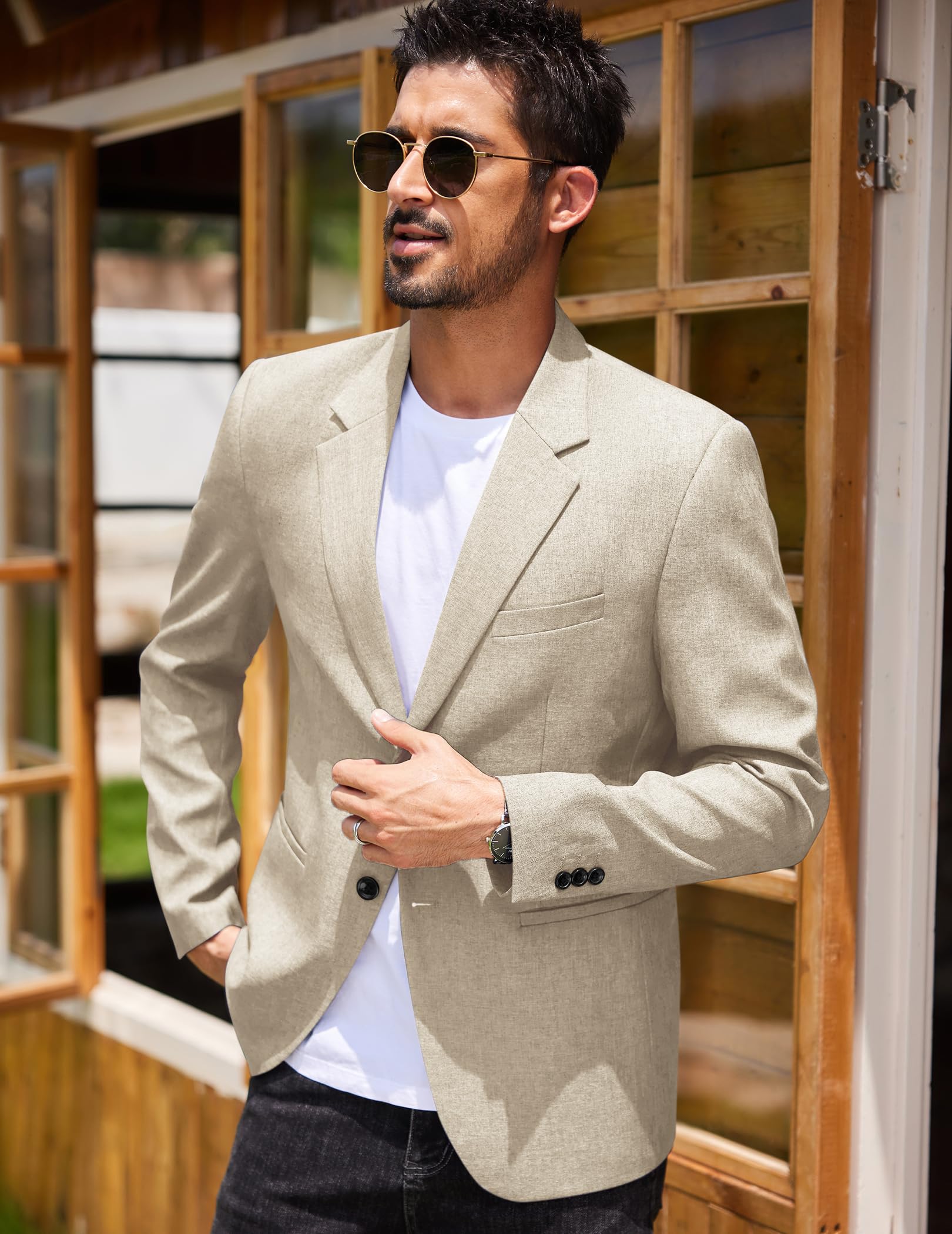 COOFANDY Herren Sakko Sportlich Casual Freizeit Modern Anzug Regular Fit 2 Knöpfe Business Anzugjacken