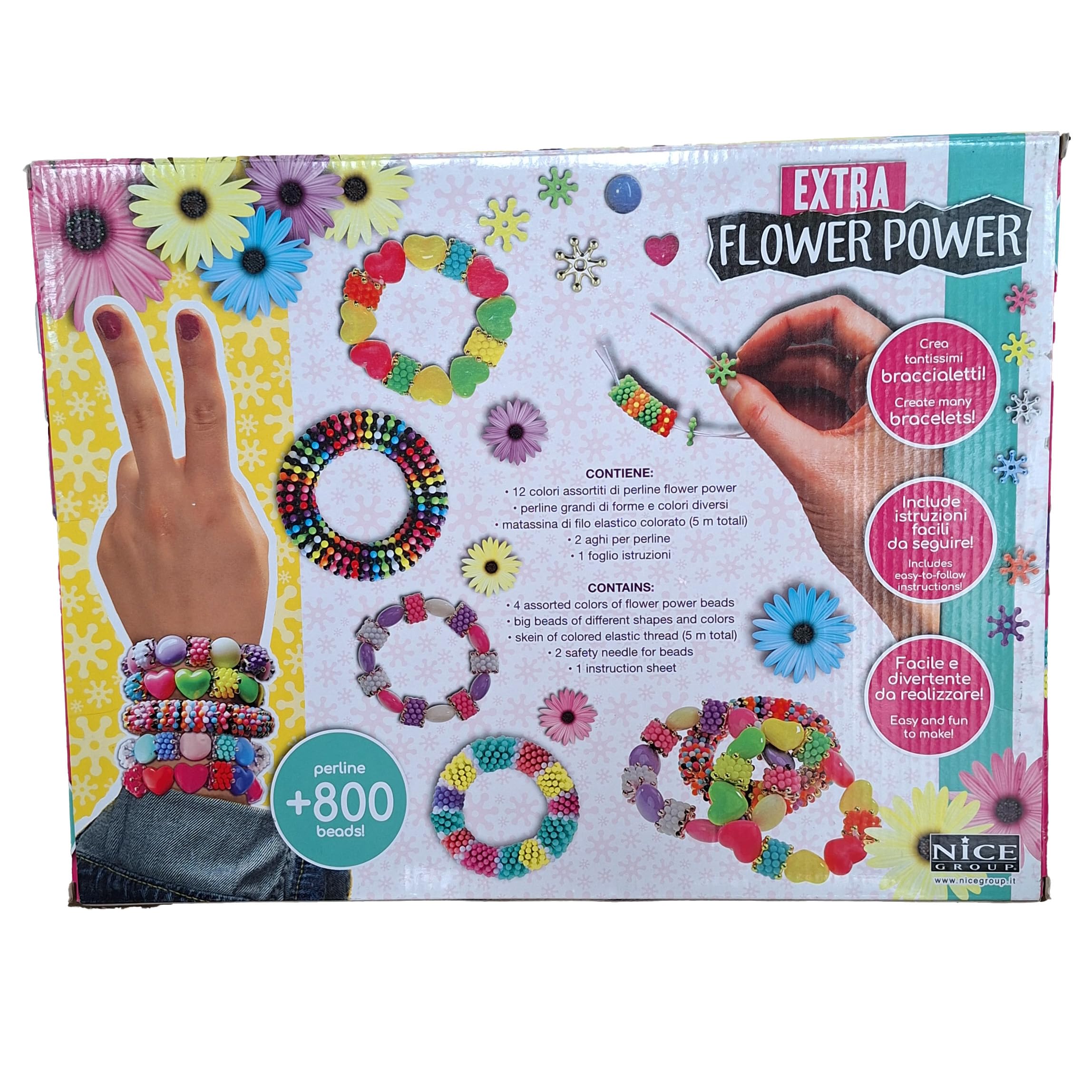PERLINE ABC- Flower Power Extra Beads Zabawka, Wielobarwny, 87018