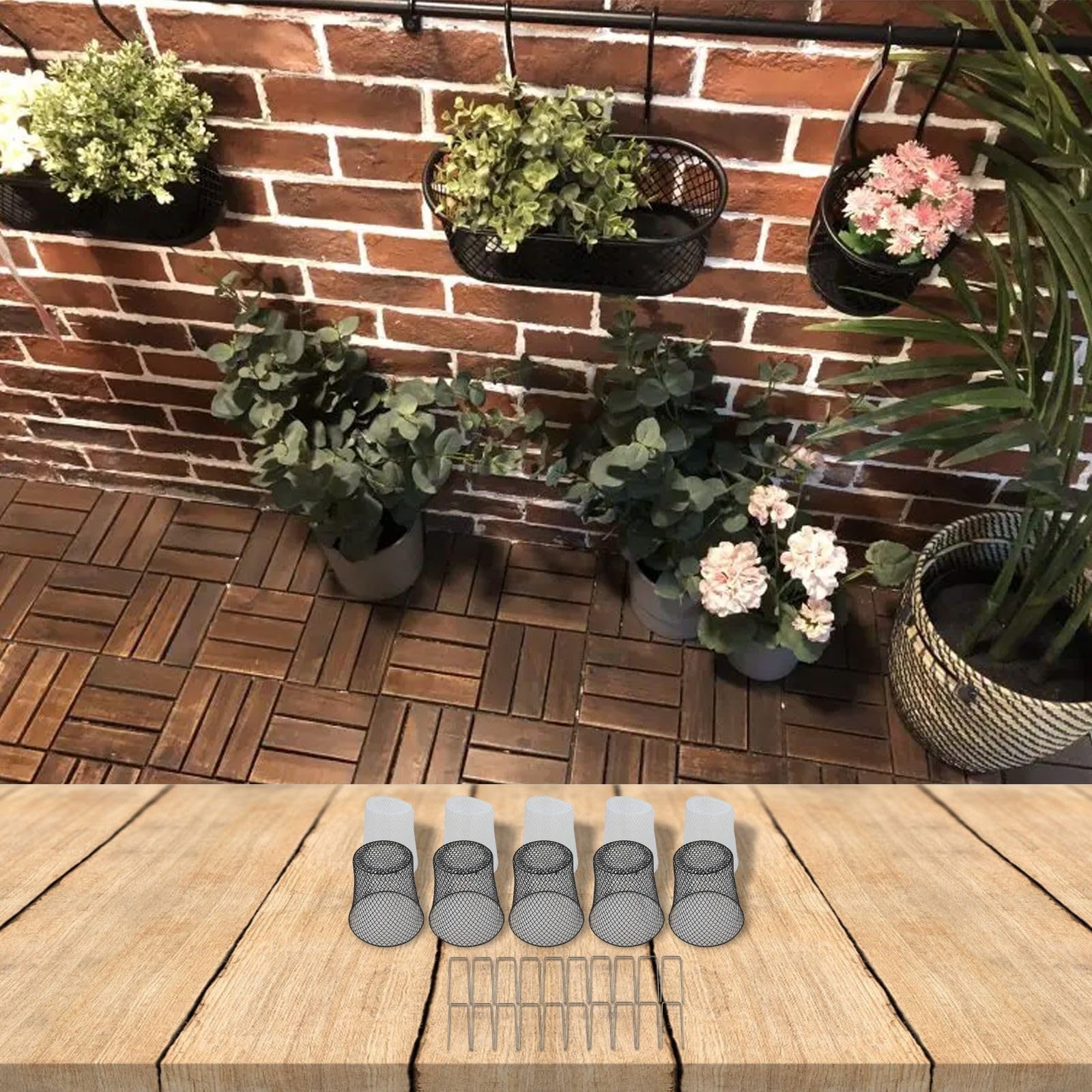Lot de 10 cloches de protection en métal pour plantes, lapins, écureuils, cerfs - En maille métallique - Protection contre les animaux - Pour légumes - Paniers revêtus de PVC - Intérieur et