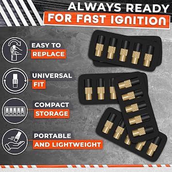 25 Pcs Striker Flint Replacement, 0.14 / 3.5 mm Diameter, Steel | Flint Striker for Torch, Fits Welding Torches, Camping Stoves & Bunsen Burners, Easy Swap, Not for Small Lighters