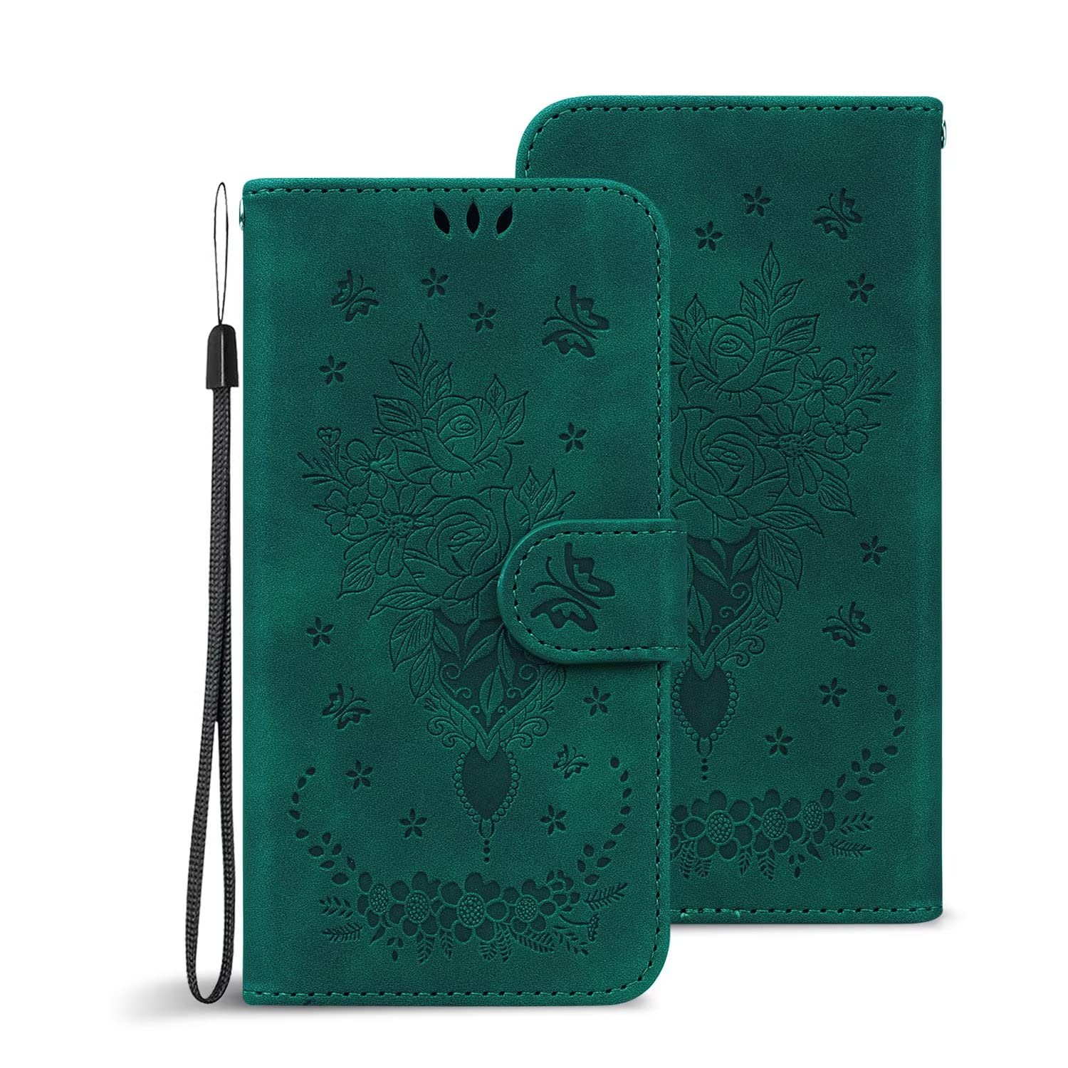 Custodia Portafoglio Con Farfalla Per Nokia 2.2: Pelle PU, Morbido TPU, Slot Carte E Chiusura Magnetica, Rosa Oro