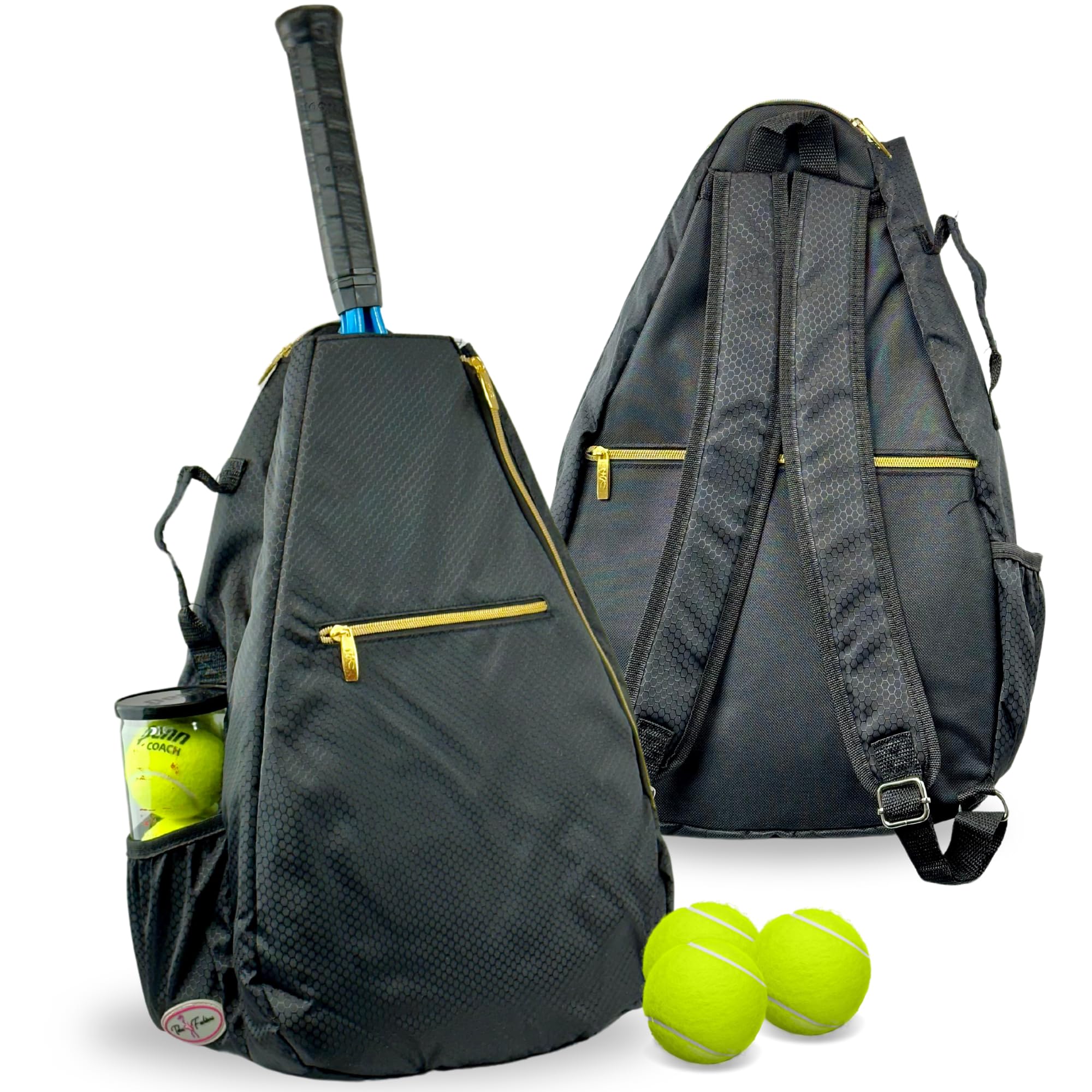 Womens Tennis Backpack - Taboo Fashions Ladies Tennis Bag Holds Two Racquets, Padded Straps and Side Carry Handle