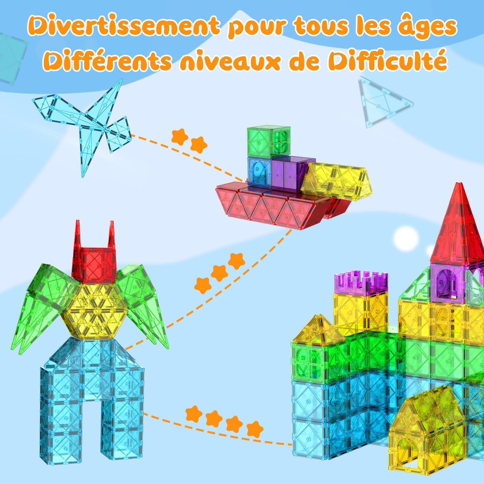 Bloc de Construction Magnétique Jouets: 36 Pièces Construction Magnetique Enfant Tuiles Magnétiques Enfants Magnetic Building Blocks Jeux Cadeau pour Enfants 3 4 5 6 7 8 Ans Garcon Fille
