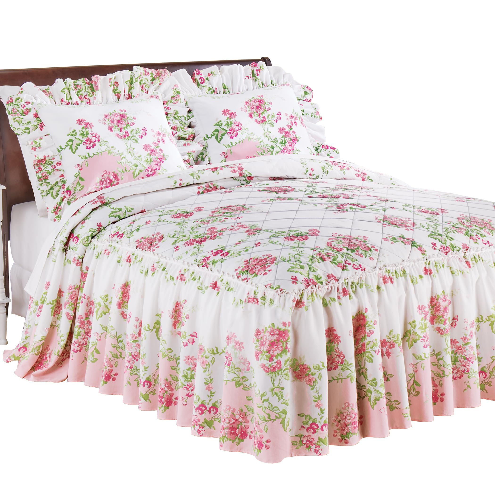 Collections Etc Floral Meadow Ruffled Edge Bedspread