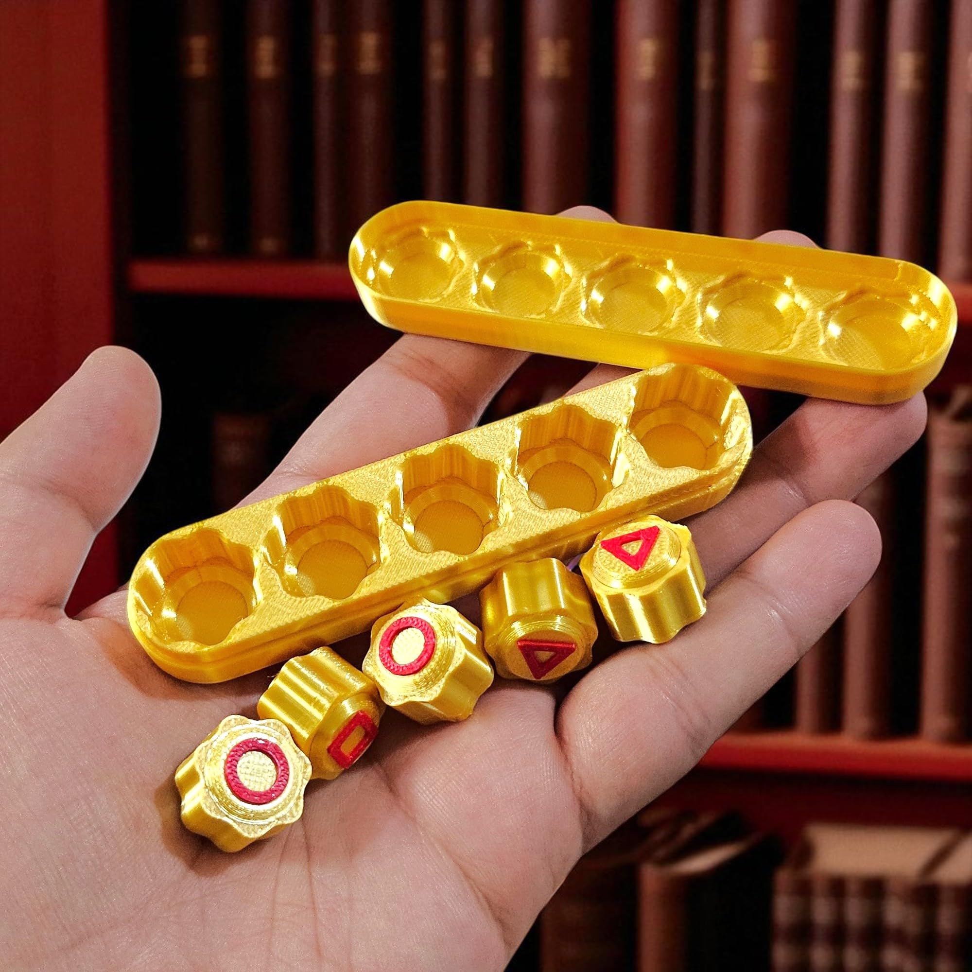 Sentosa 5 Weighted Korean Jack (6g Each) Squid Gong-Gi Game Set Shiny Gold Stones and Storage Box Traditional Toy Set Gonggi Skill Game 1