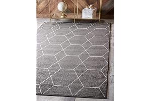 Unique Loom Trellis Frieze Gray Geometric 8' x 10' Classroom Rug