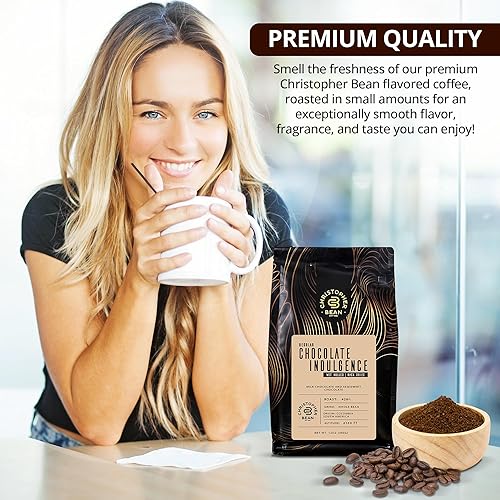 Miniatura 4 de Café con sabor a chocolate Indulgence (grano entero normal) 100% arábica, sin azúcar, sin grasas, hecho con sabores sin OMG, bolsa de 12 onzas de