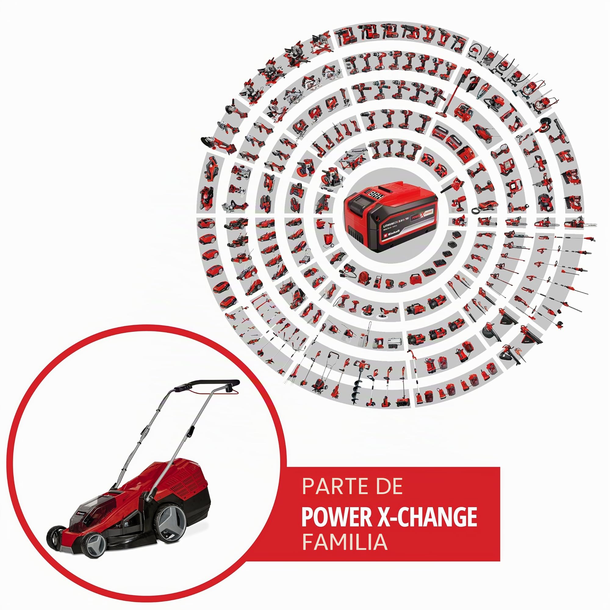 Einhell Cortacésped inalámbrico GE-CM 36/43 Li M-Solo (Ion de Litio, 36 V, hasta 600 m², Ancho de Corte de 43 cm, Ajuste de Altura de Corte Central de 6 Niveles).