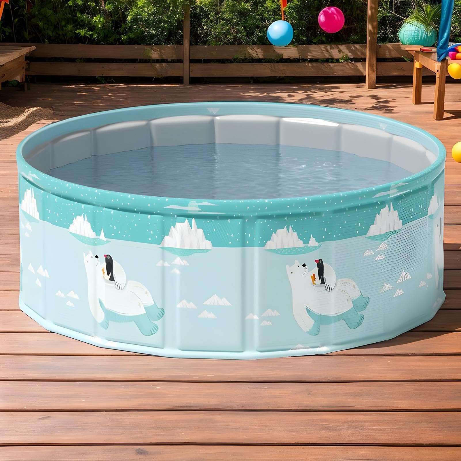 Piscina pieghevole in PVC, portatile, 160 x 160 x 45 cm, piscina pieghevole per bambini, per animali domestici, ragazzi, ragazze, giardino, terrazza, interni, esterni, prato, in famiglia