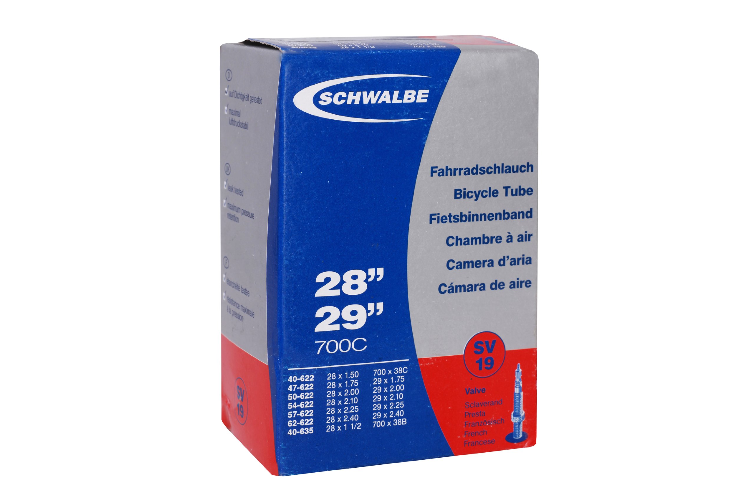 Schwalbe SV-19 Inner Tube 29ER, 650B, 28 X 1.50-2.35", 28 X 1.50-2.35
