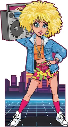 SP13578 Rad 80s Retro Rocker Boombox Girl Cartón Recorte Standee Standup