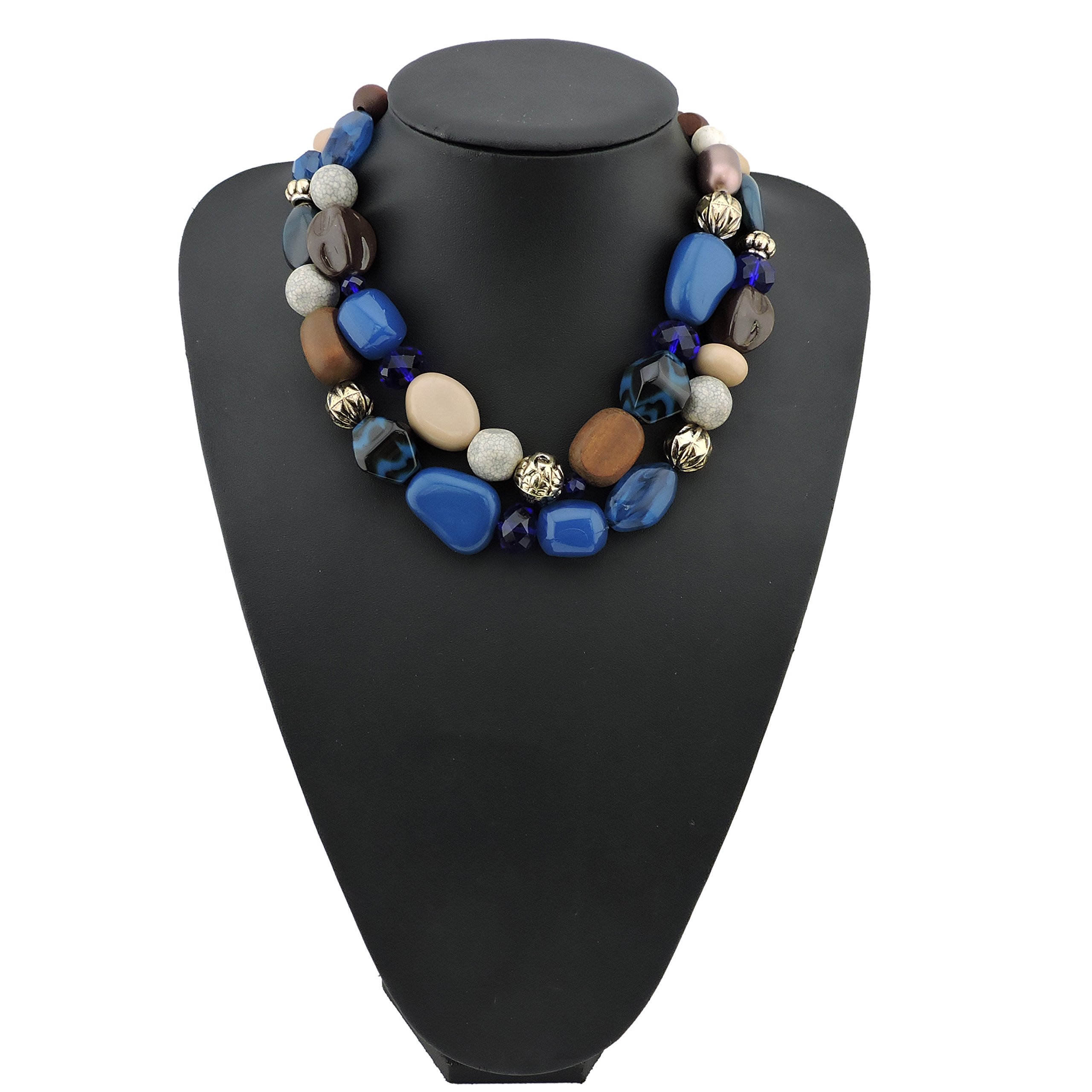 Bocar - Collana da donna con pietre voluminose su 2 fili, idea regalo (NK-10384)