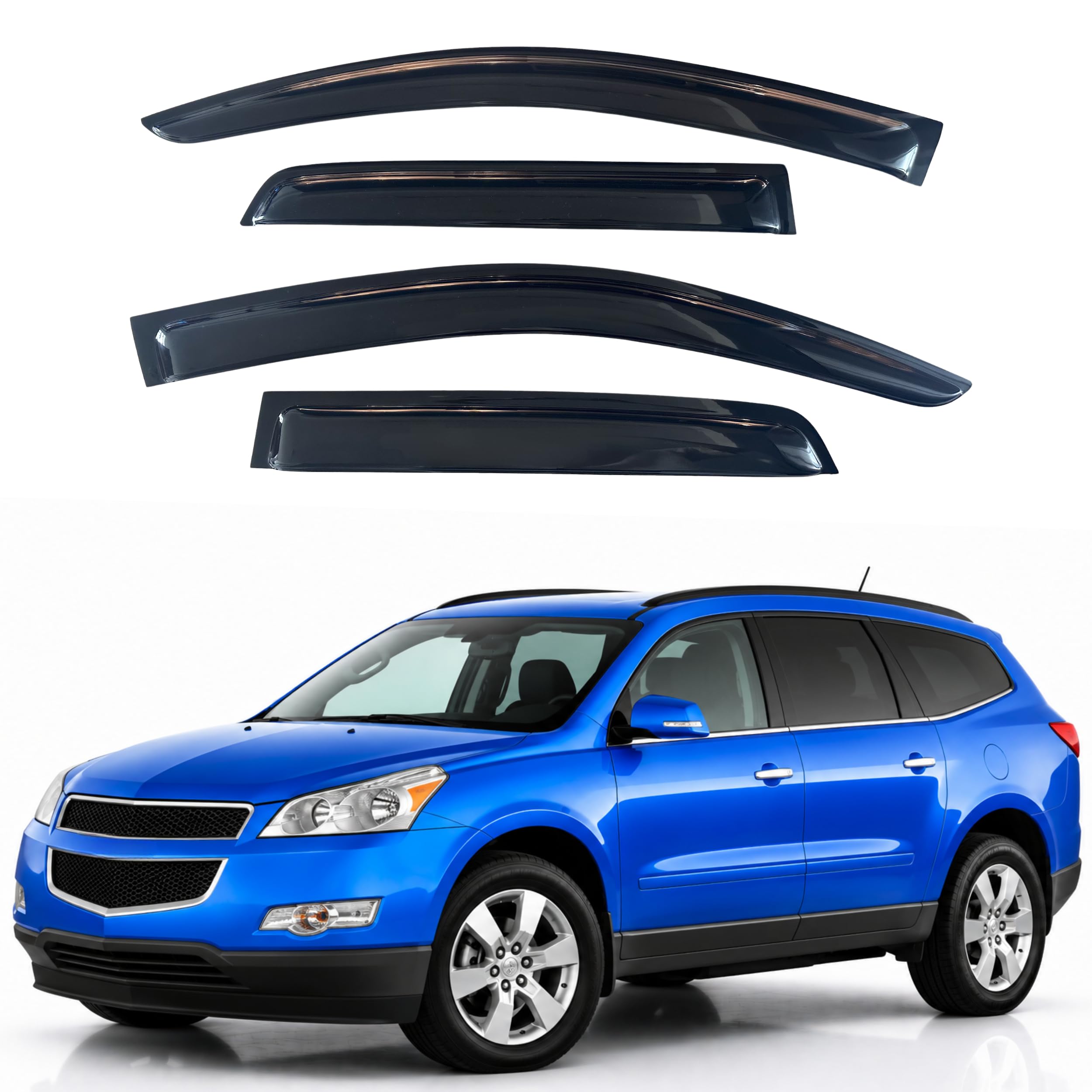 IG Window Visors Fit for 2009-2017 Chevrolet Traverse, Out-Channel Rain Guards Vent Wind Deflectors 4PC, Car Accessories for 09-17 Traverse