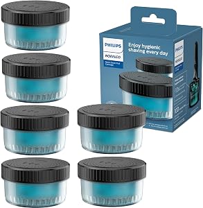 Norelco Philips Quick Clean Pod Cartridge, Lubricates Shaver & Eliminates Cut Hair, 6x 5.4 fl oz Cartridges (Up to 1.5yr Supply), BD9011AZ