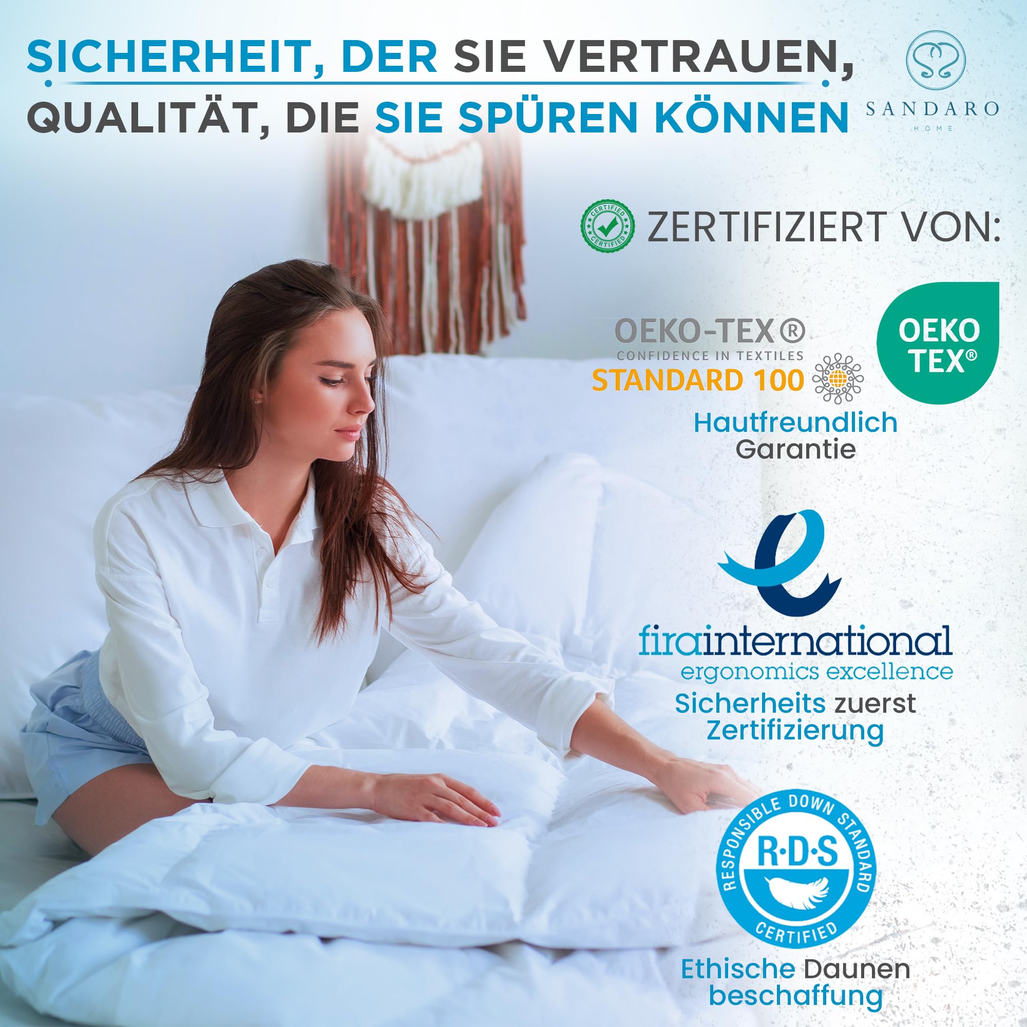 Daunendecke 200x220 mit 70% Daunen 30% Federn | Bezug aus Baumwolle | Warme Decke, Winterdecke | Bettdecke Daunen | Bettdecke 200x220 Winter | 100% Natur | Öko-Tex Zertifiziert (1800gr)