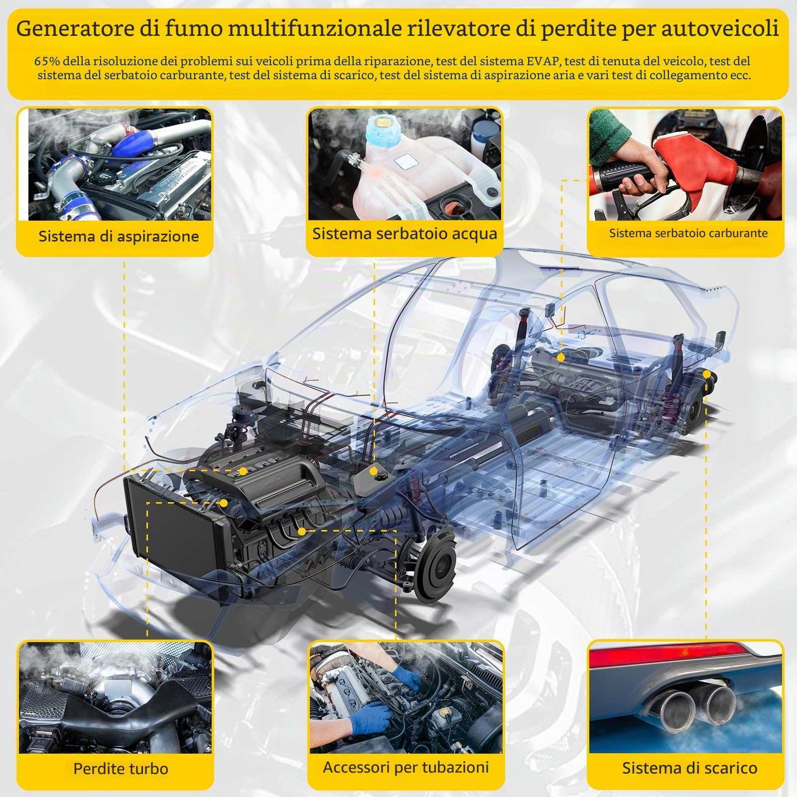 Solary Automobile - Rilevatore di perdite in EVAP con pompa ad aria integrata, sensore di pressione per sistemi di tubi e sistemi di carburante, dispositivo diagnostico a vuoto da 12 V per tutti i