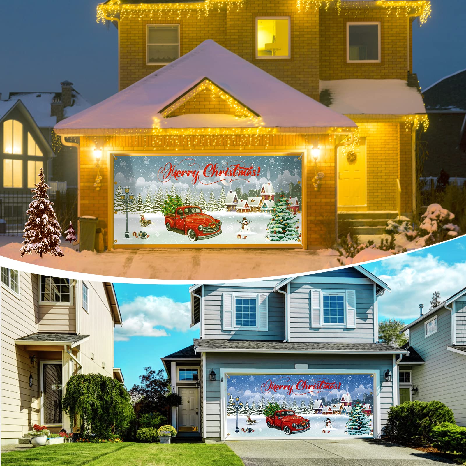 7 x 16 ft Double Garage Door Christmas Decorations, 2023 Christmas