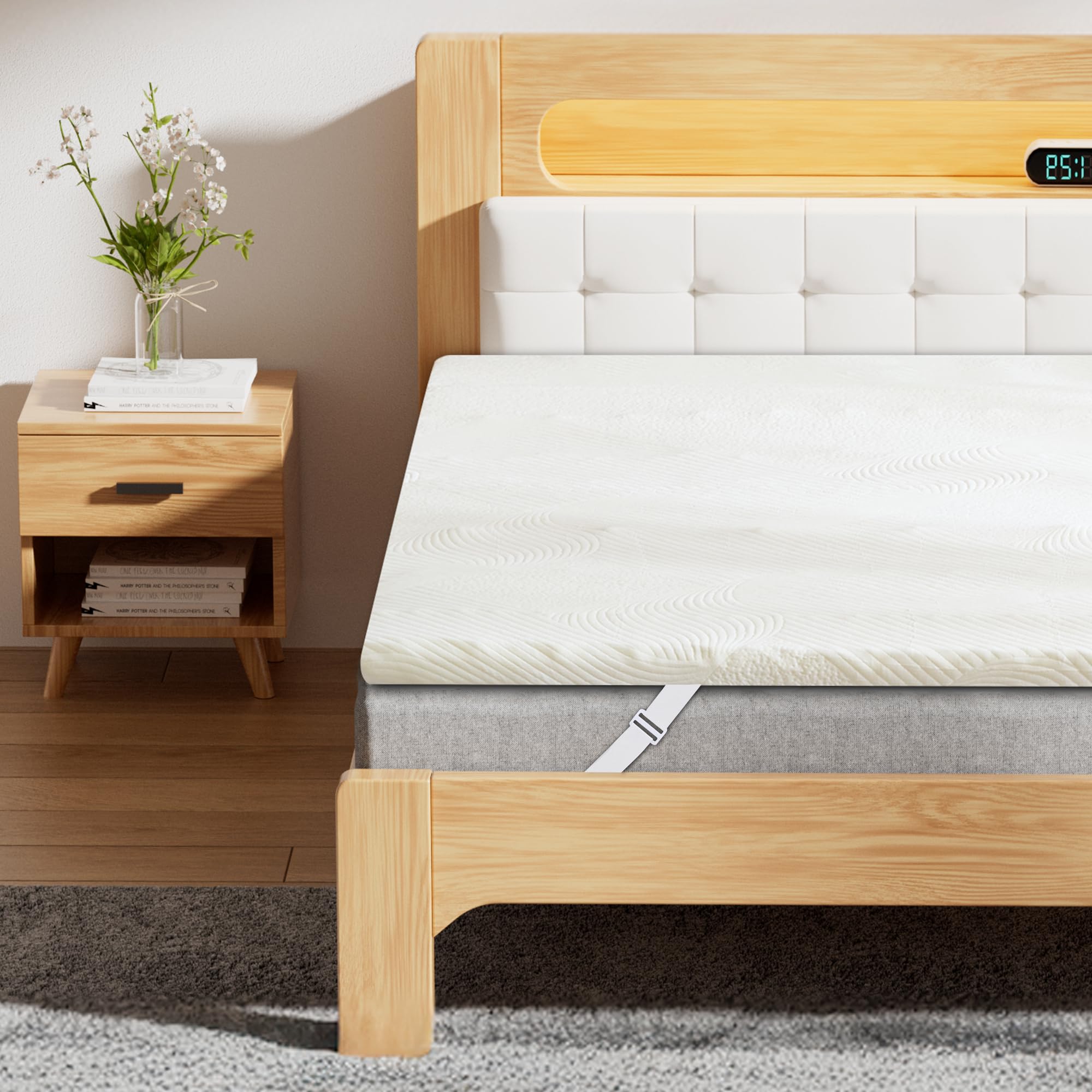 Matratzen Topper Hart H5/H6, 7CM Höhe Matratzentopper für Schlafsofa Bett, Boxspringbett, Wohnwagen, Schlafsofa, Rutschfester Unterlagen Mattress Topper für Matratzen, Atmungsaktiv, Waschbar Bezug