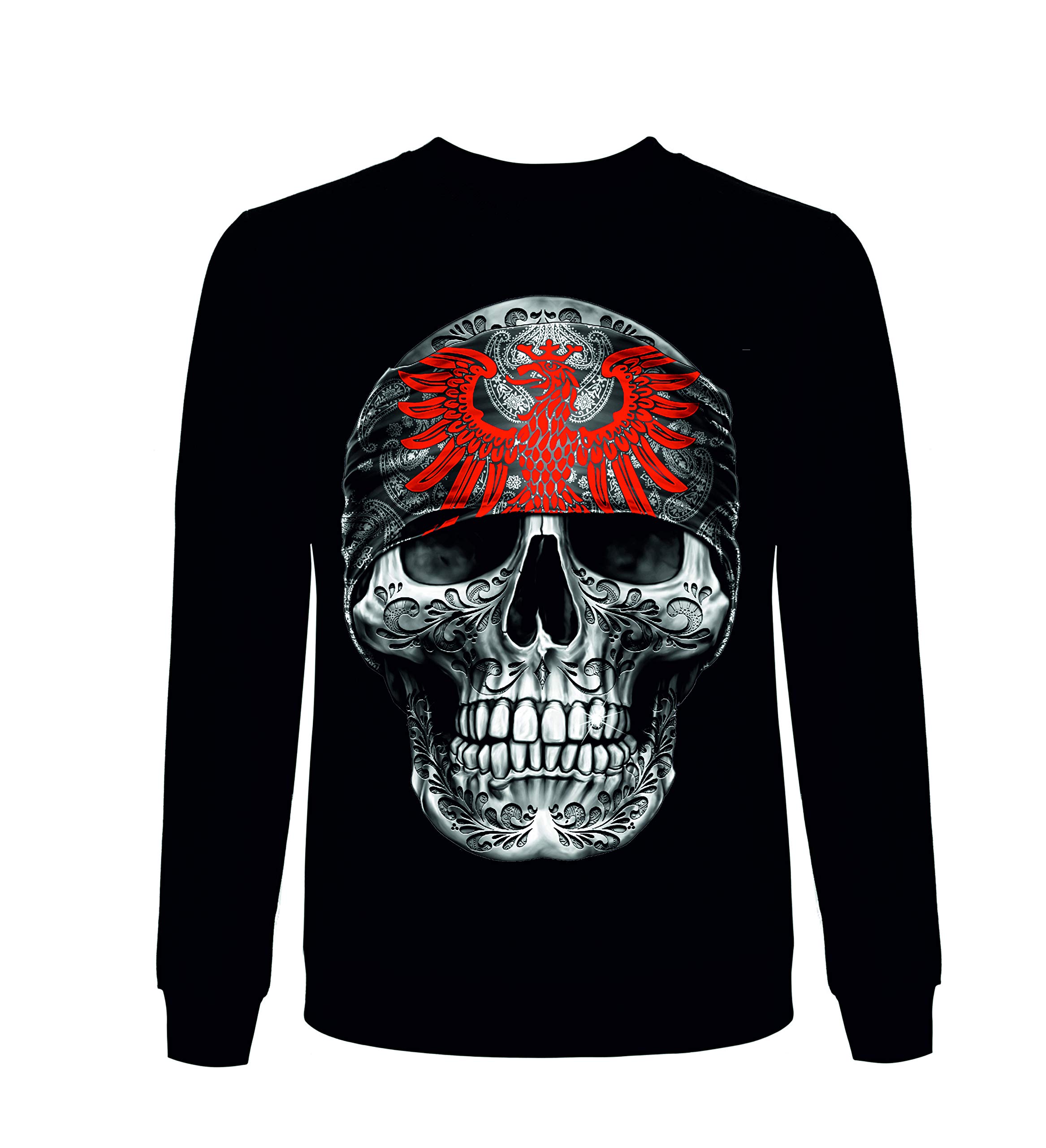 Mi Barrio Kolekcja Art Streetwear 2.1, Skull, męska bluza czarna oer biała
