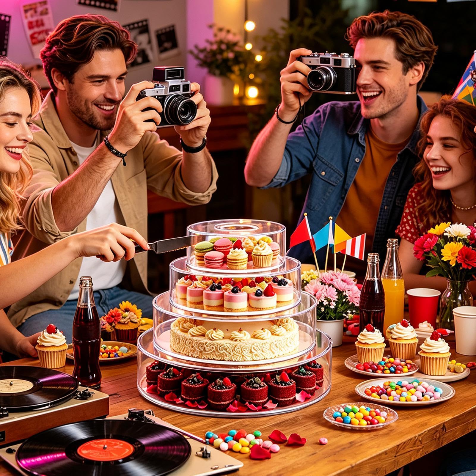 Set di 4 da torta riutilizzabili per feste, con