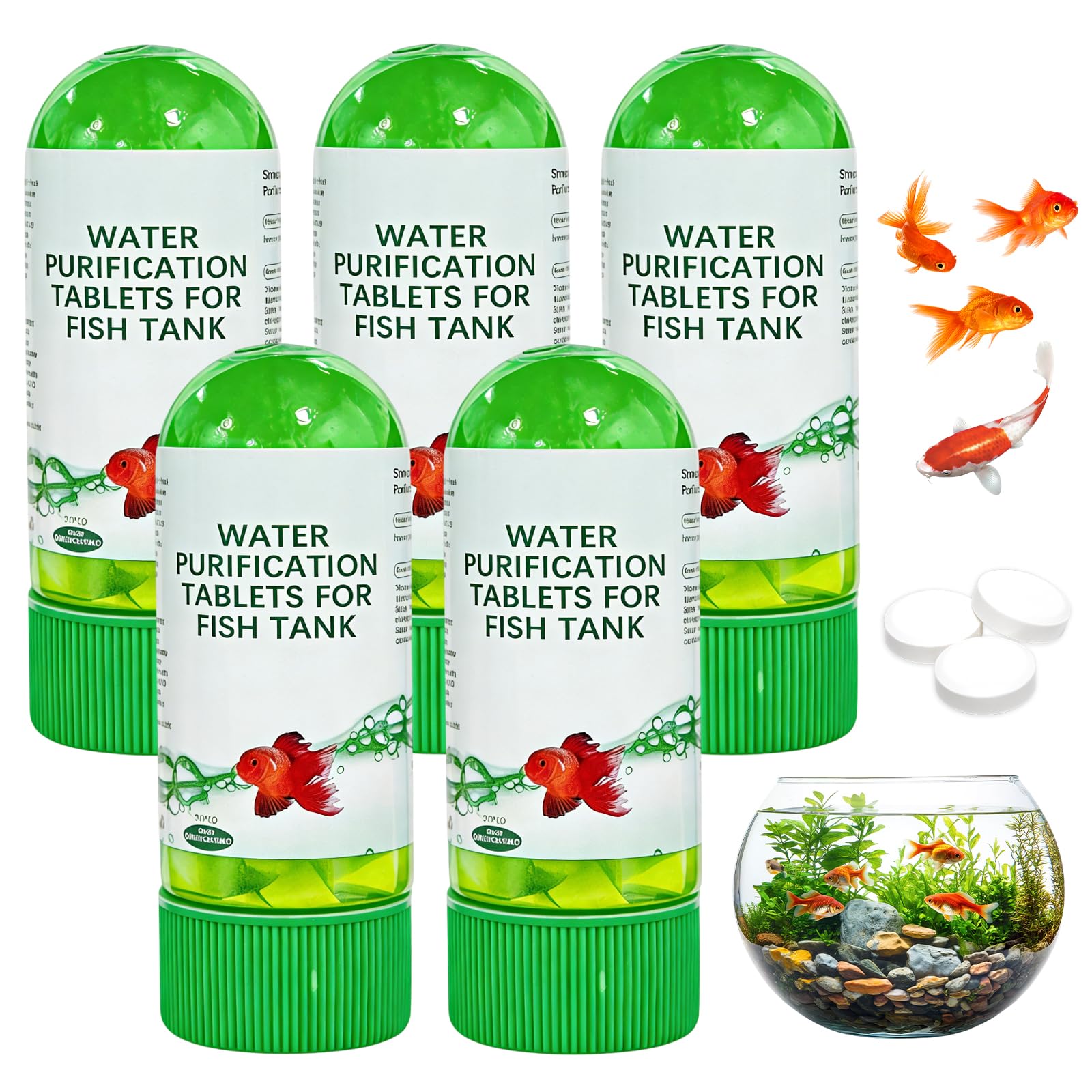 5 PCS Powerful Water PurIfication Tablets,Aquarium Water Algae Remover Fish Tank,Non-Irritating, Fish-Friendly Formula,Purify And Improves W-ater Quality