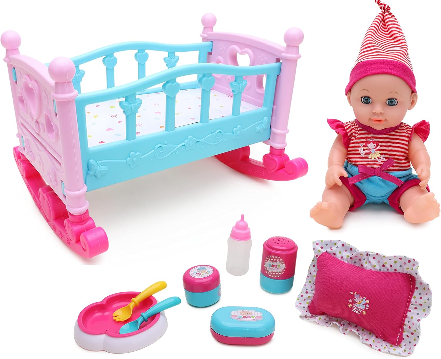 Toyland® Baby Doll Bedtime Children’s Play Set Includes 30cm Drink