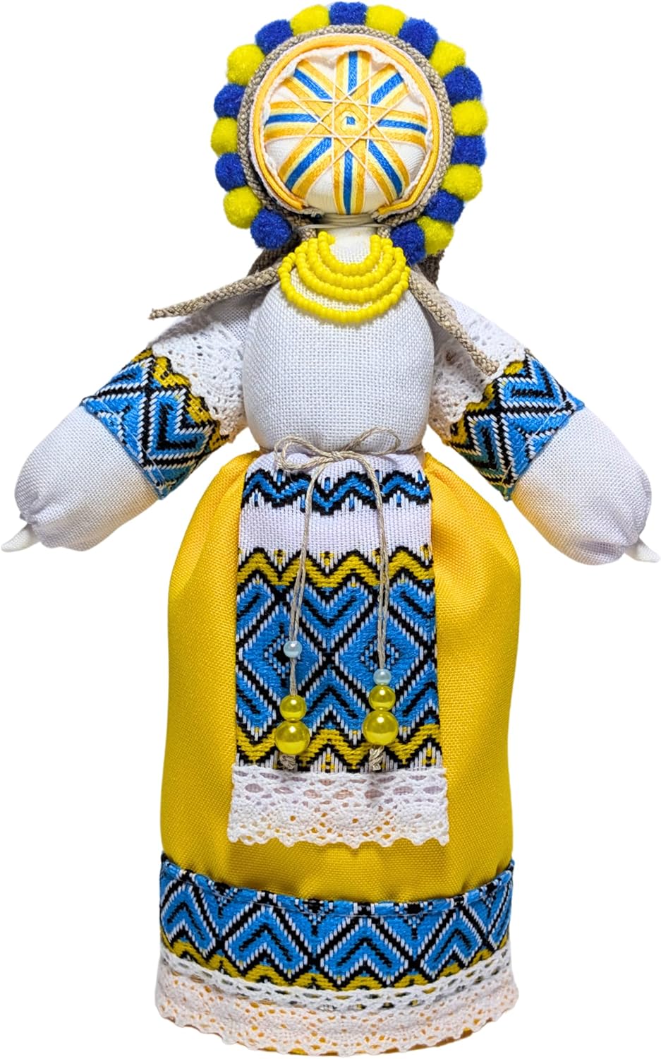 9" Exclusive Handmade Ukraine Motanka Doll Slavic Design Collectible Authentic Ukrainian Craftsmanship Traditional Ukrainian Doll Made in Ukraine (Yellow)