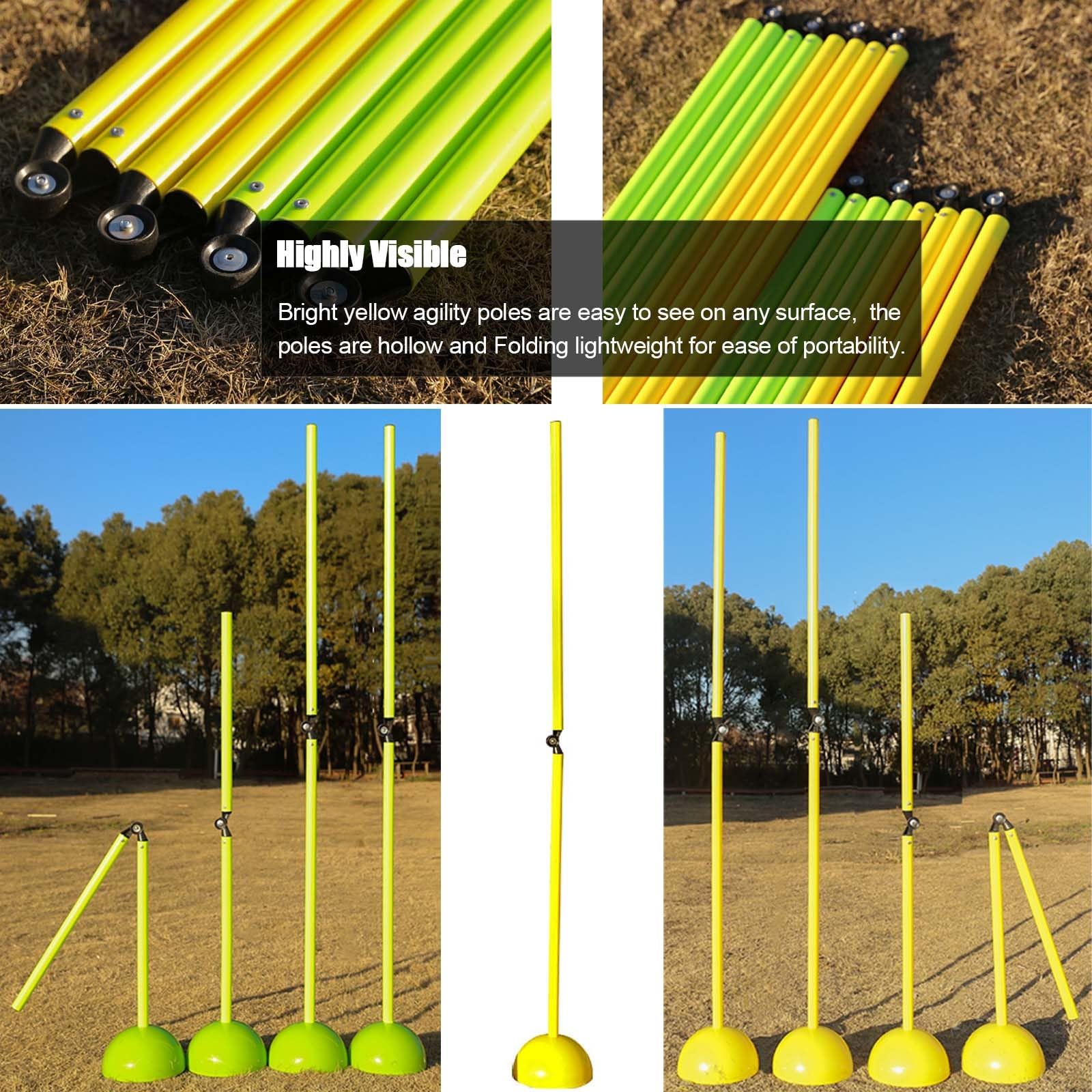 Vallas entrenamiento, Picas de Slalom Agility 5/10/15 Piezas Plegable Fútbol Ejercicios Slalom Postes, Equipo de Entrenamiento Deportivo Portátil y Desmontable, Palos para Entrenamiento de Habilidades