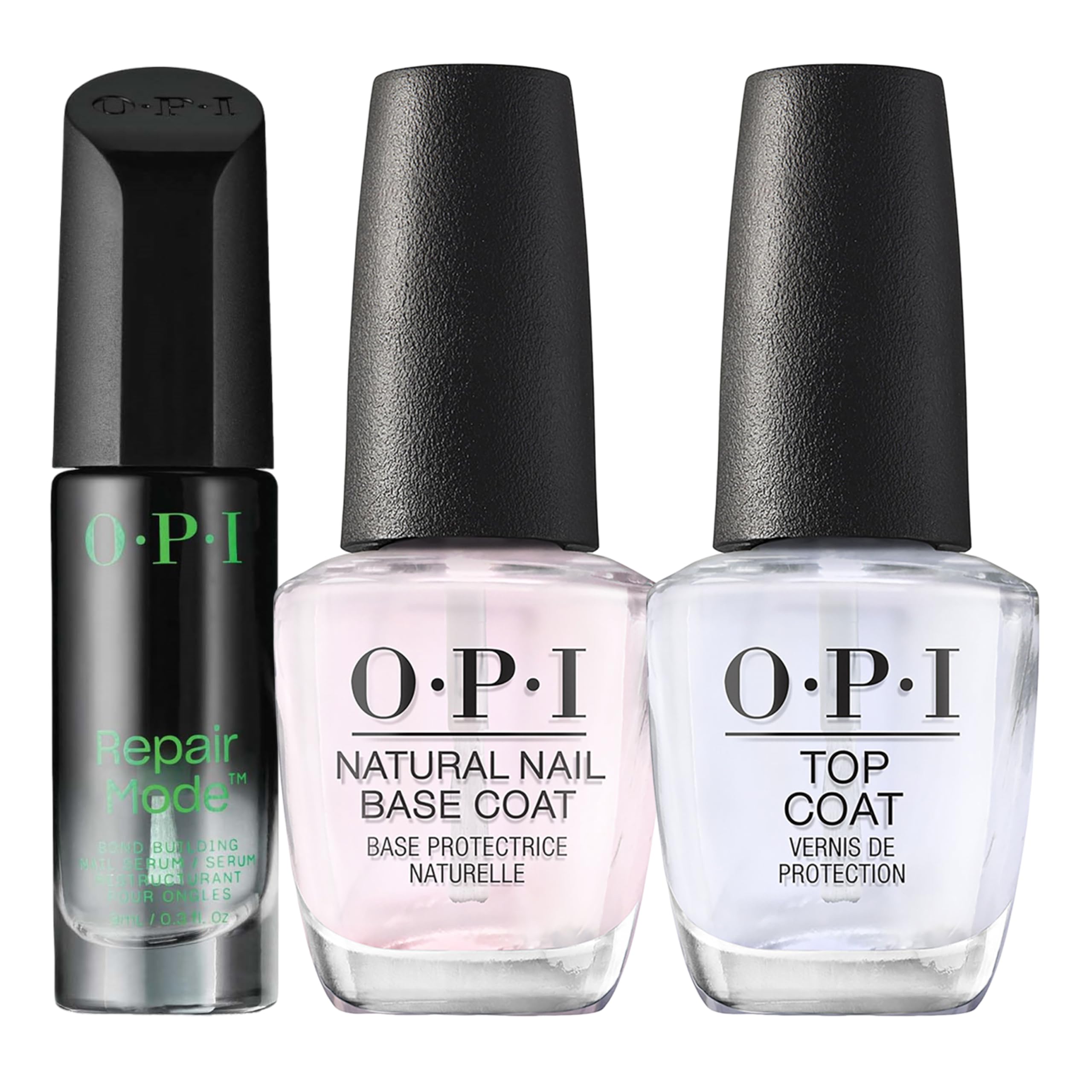 OPI Repair Mode Sérum Restructurant pour Ongles fragiles & endommagés - 9ml + Natural Nail Base Coat - 15ml + Top Coat - 15ml
