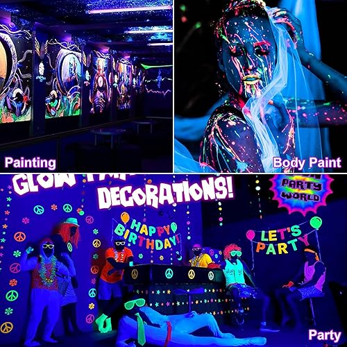 Miniatura 6 de BOSITE Barra de luz negra, 10 W, 1 pie, luz negra, tira de luz negra UV que brilla en la oscuridad, para fiesta, para dormitorio, interior, póster