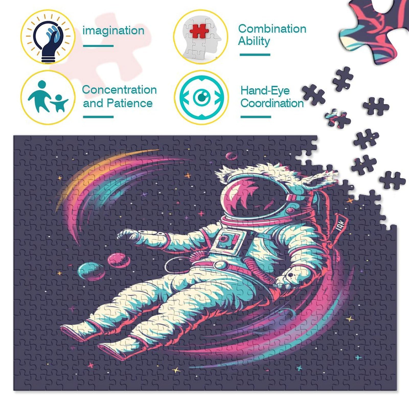 Astronaut Puzzle 1000 sztuk Puzzle Dla Dorosłych Drewniane Puzzle Gra Edukacyjna Dla Dorosłych Wyzwanie Zabawka Prezent Dla Wszystkich Kobiet I Mężczyzn 1000 sztuk (75 x 50 cm)