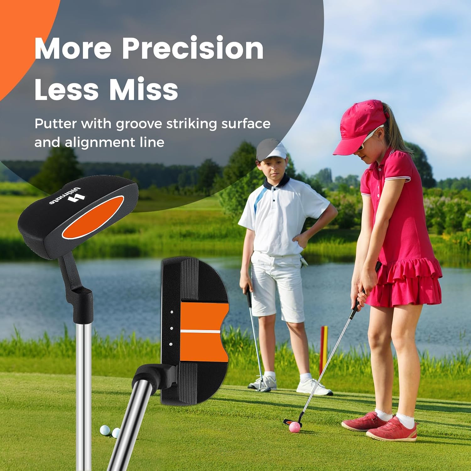Goplus Junior Complete Golf Clubs Set for Kids, Right Hand Golf Clubs w/Stand Bag, 165CC #3 Fairway, #7 & #9 Irons, Putter, Head Cover, Rain Hood, Boys Girls Aged 8-10,11-13