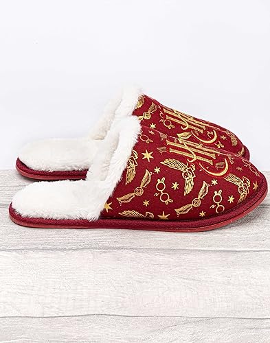 Miniatura 7 de Harry Potter Pantuflas para niñas Zapatos de casa roja mullidos para niños Logotipo bordado dorado Hogwarts Calzado Mercancía Regalo
