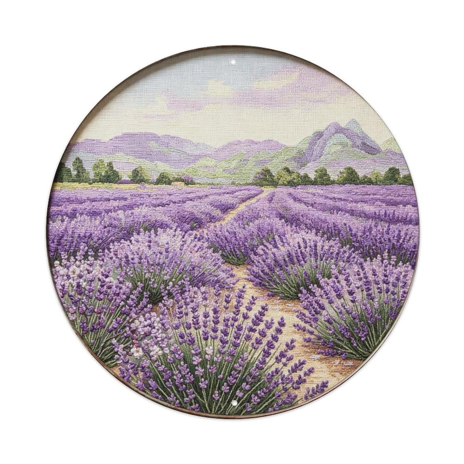 Lavender Farm Embroidery Metal Tin Sign Plaque