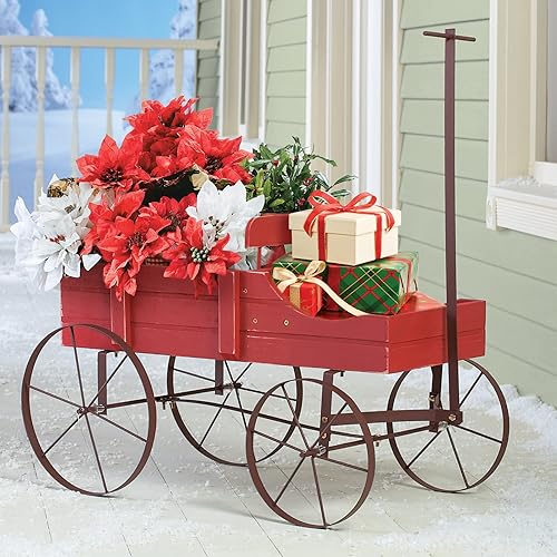 Miniatura 4 de Carreta Amish decorativa maceta de jardín de atrás de interior y exterior Rojo
