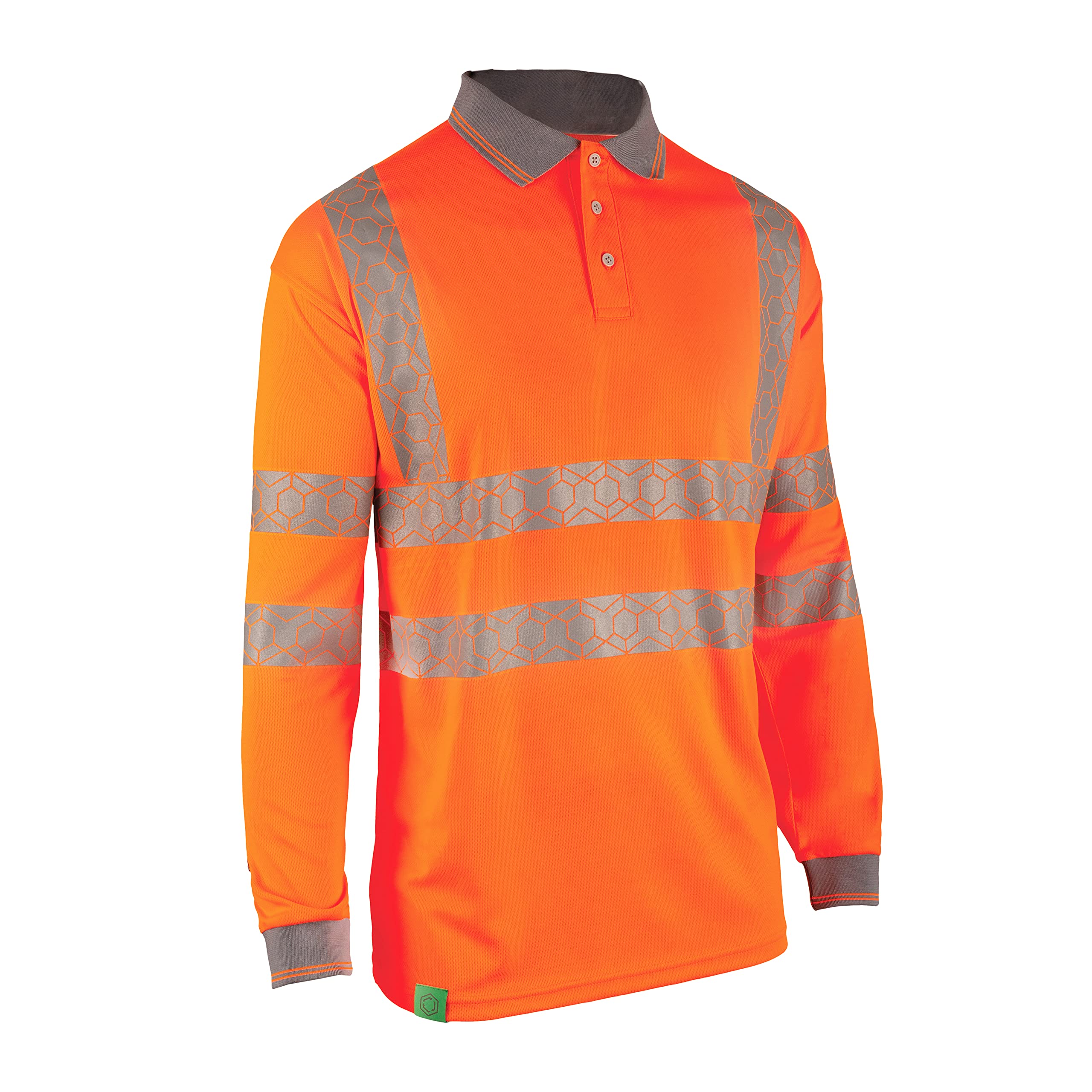 Beeswift Envirowear Orange Hi-Vis Long Sleeve Polo Unisex Reflective Sustainable Circular Process Safety PPE Workwear - 3X-Large