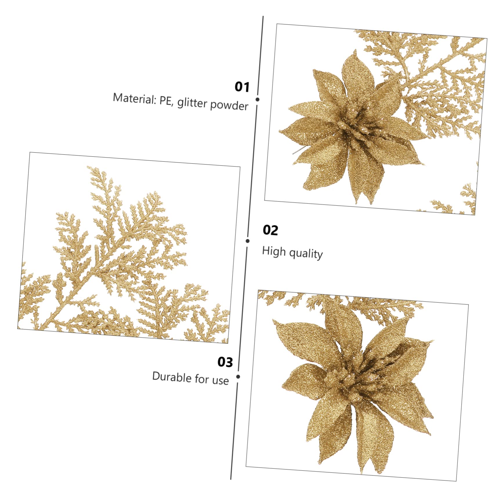 Alipis 3 Set Di Rami Di Pino Per Albero Di Natale Decorazioni Con Glitter Fiori Artificiali Ghirlande Di Natale Facili Da Usare Per Decorazioni Natalizie 6 Pezzi*3