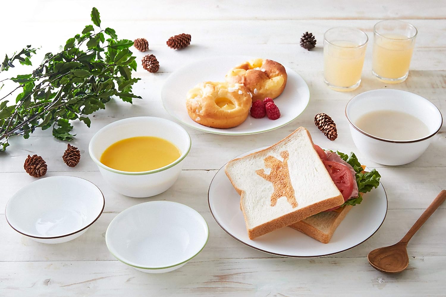 Corelle J404-CRB CP-1567 Mini Bowls, Set of 5, Plates, Break-Resistant, Lightweight, Microwave Safe, Oven Safe, Dishwasher Safe, Tough White, Nature