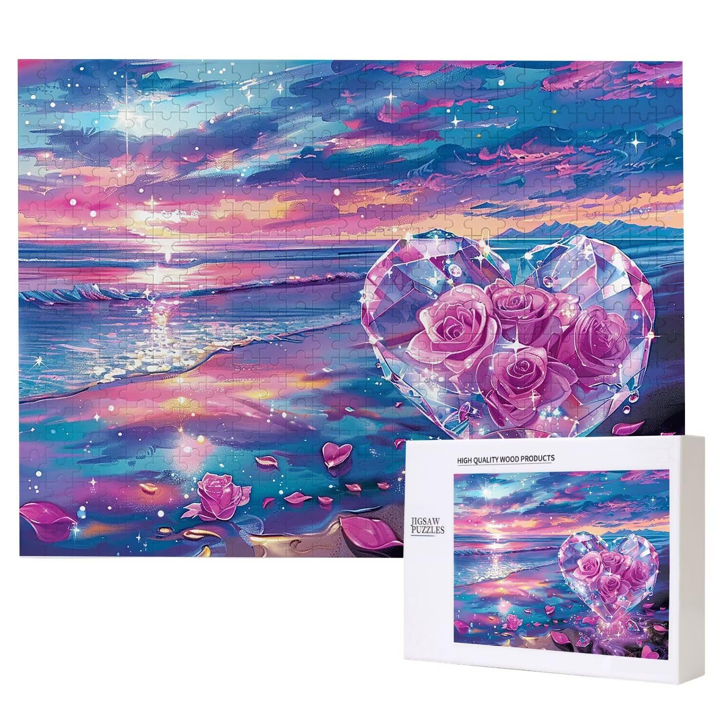 Jigsaw Puzzle, 1000 Pezzi Puzzle Classici, Amore Puzzle Rilassamento Intelligence, Mpossibile Difficile Puzzles impegnativo per adulti Puzzles per Gioco Familiare, Regalo per Amore Amico Rosa K0F-157