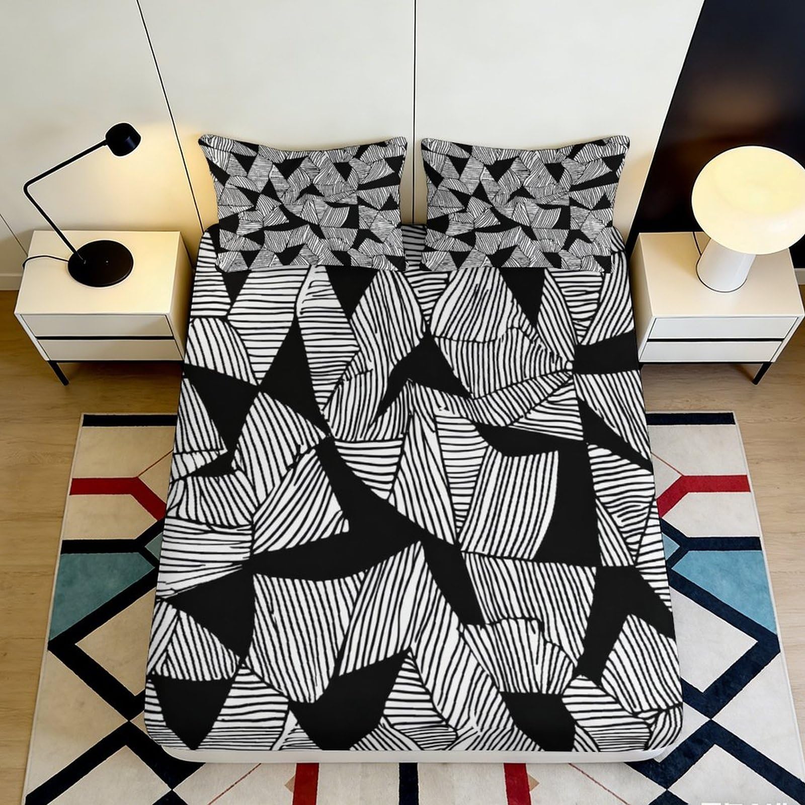 Dhbaneiok Style-1 3D Printed Geometric Abstract Fitted Sheet Microfiber Soft Breathable Monochrome Mattress Cover For Bedroom Dorm Decor Mattress Protection 90X200x25cm