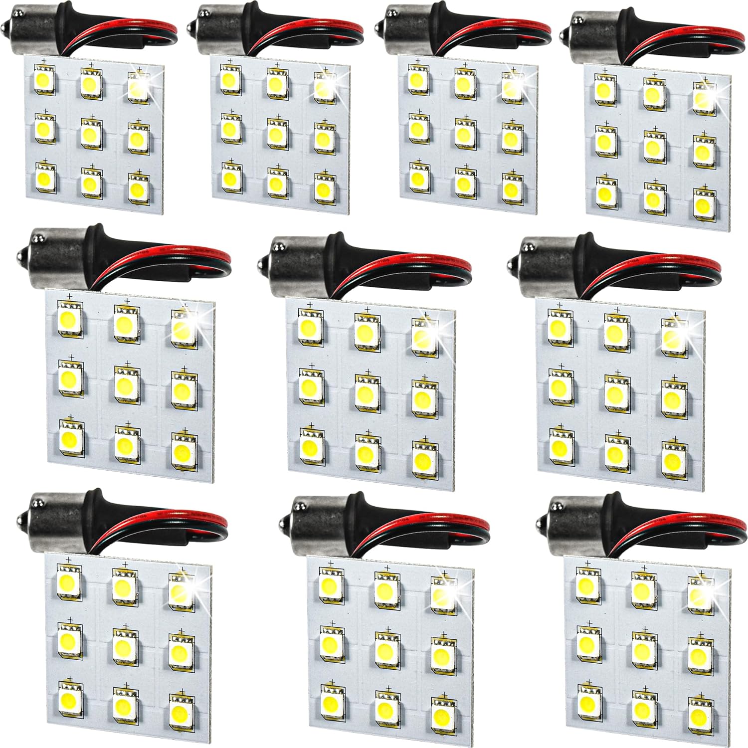HQRP 10-Pack BA15s Bayonet Base 9 LEDs SMD 5050 LED Bulb Cool White Replacement for #1141#1156 Coachmen Apex RV Brake Side Marker Lights Replacement
