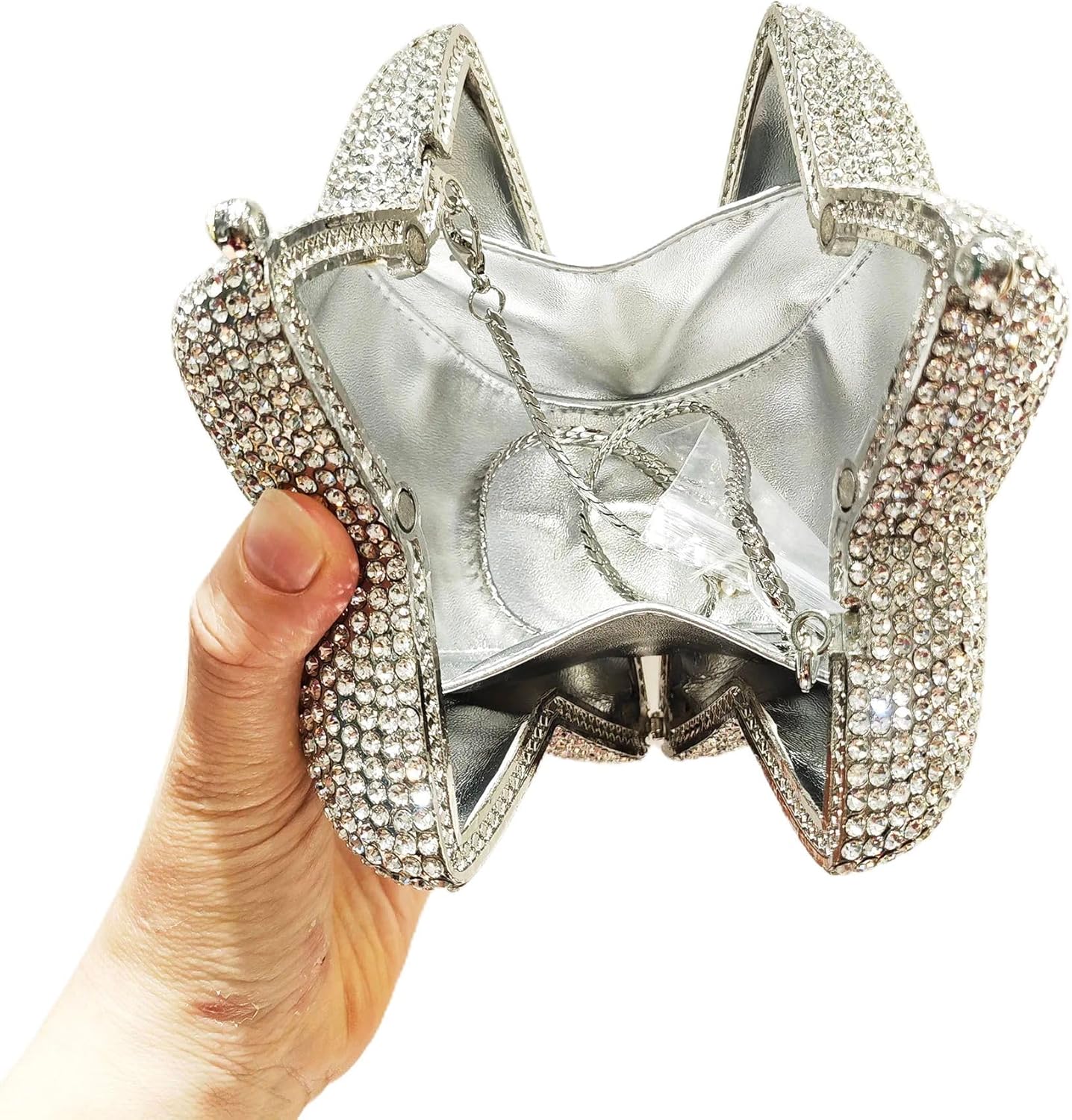 Women Rhinestone Star Shape Clutch Purse Unique Crystal Evening Bag Luxury Chain Handbag for Wedding Cocktail Party | Rhinestone, Star Shape, Crystal, Luxury, Chain, Wedding