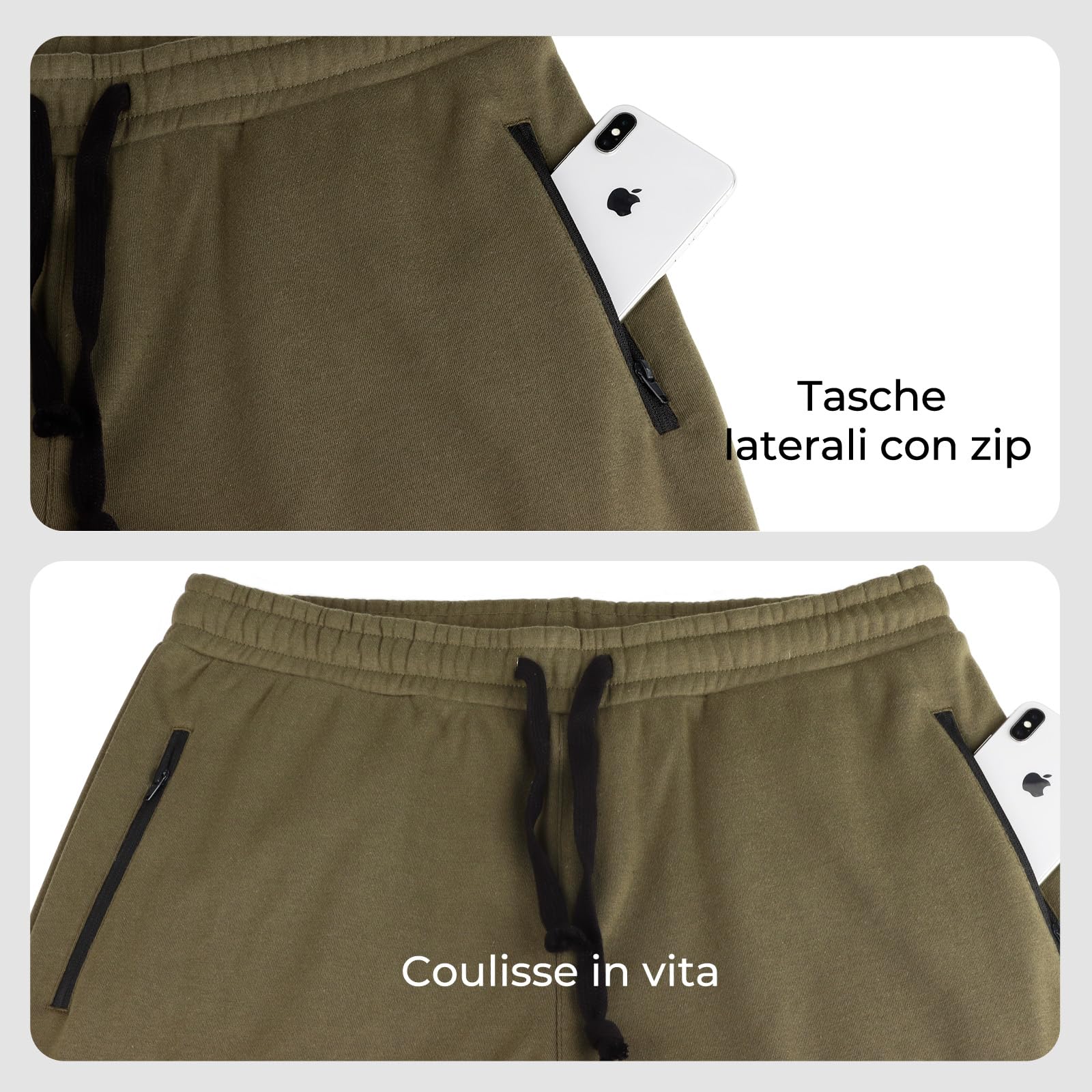 ineepor Pantaloni Tuta Uomo Invernali Pantaloni Termici Sportivi Uomo Felpata Pile Foderato Sherpa Joggers Pantaloni Larghi Baggy Cerniera Tasche Laterali