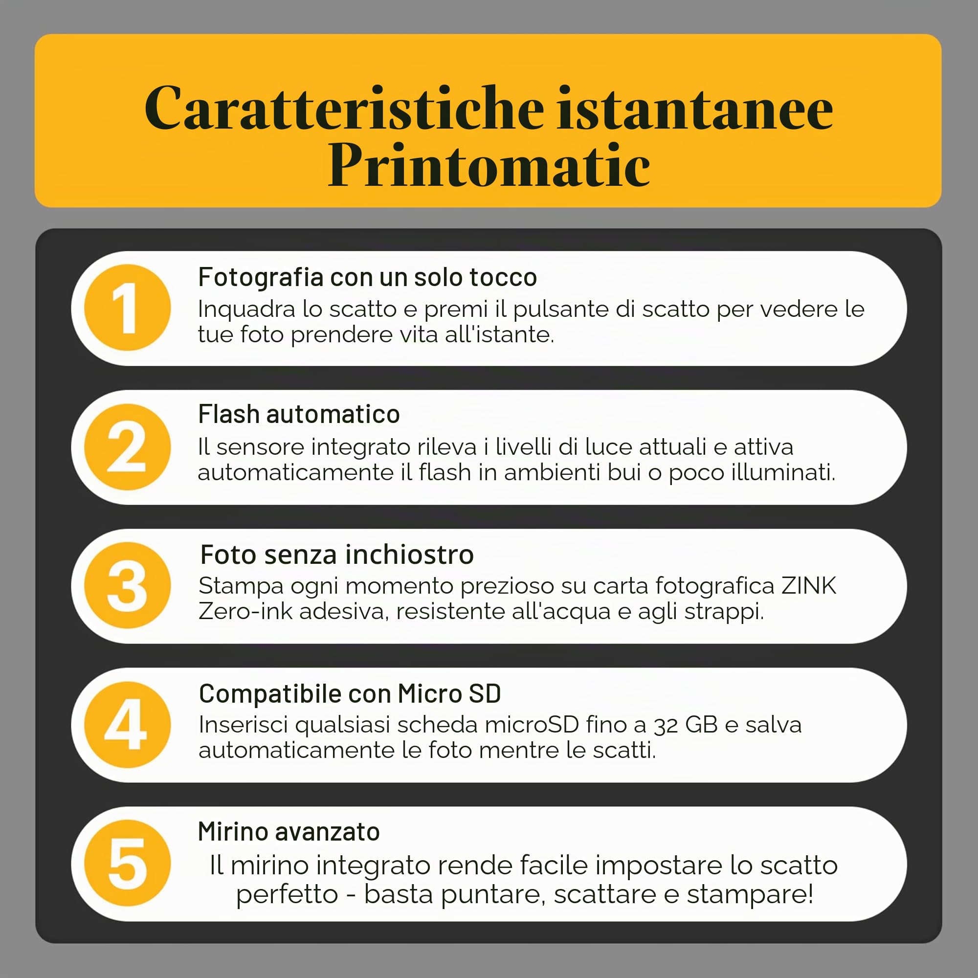 KODAK Printomatic Pacchetto iniziale per macchina fotografica a stampa istantanea a colori + Custodia morbida + Carta fotografica Zink 20pk - Foto colorate su carta adesiva 2x3" - Nero