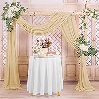 Vista 5 de 4 paneles de tela drapeada para arco de boda, cortinas de champán de 28 pulgadas x 20 pies, cortina de gasa transparente, cortinas de techo