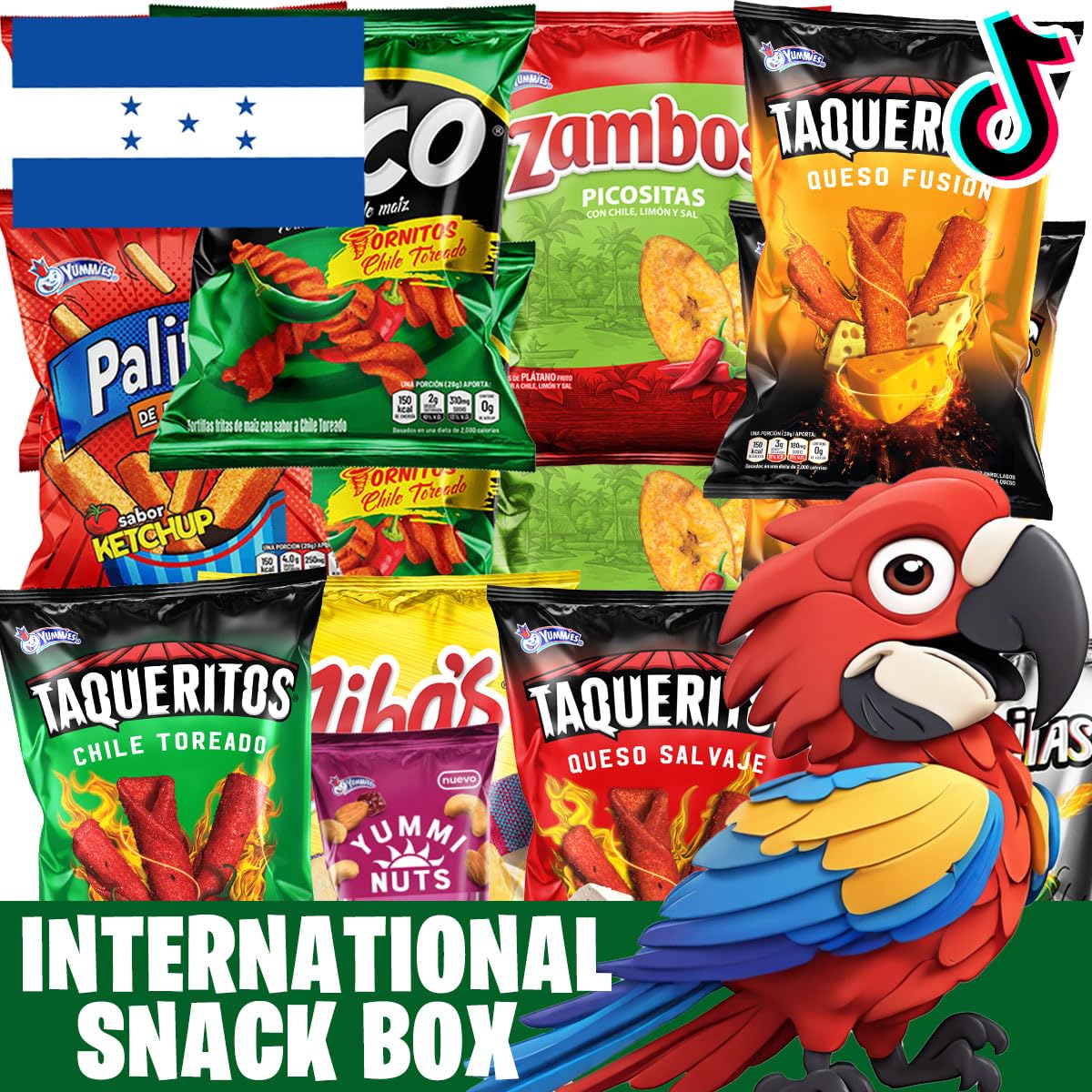 Charloo Foreign Snack Box + FREE Surprise! - Honduras Exotic Snacks Foreign Snacks Weird Snacks Weird Food Unique Snacks from Honduras 9Pcs Variety Pack