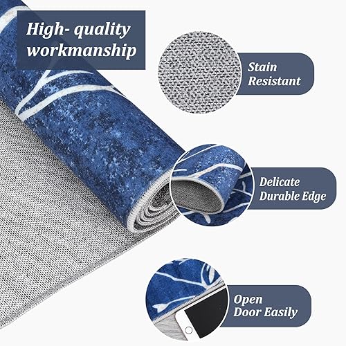 Miniatura 4 de FairOnly Alfombra lavable de 9 x 12 pulgadas, alfombra grande para sala de estar, alfombra floral para dormitorio, antideslizante, retro, abstracto,