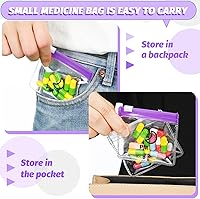 Vista 5 de Colarr AM PM - 14 bolsas para pastillas reutilizables con cremallera para día y noche, organizador de píldoras con cierre deslizante para estuche