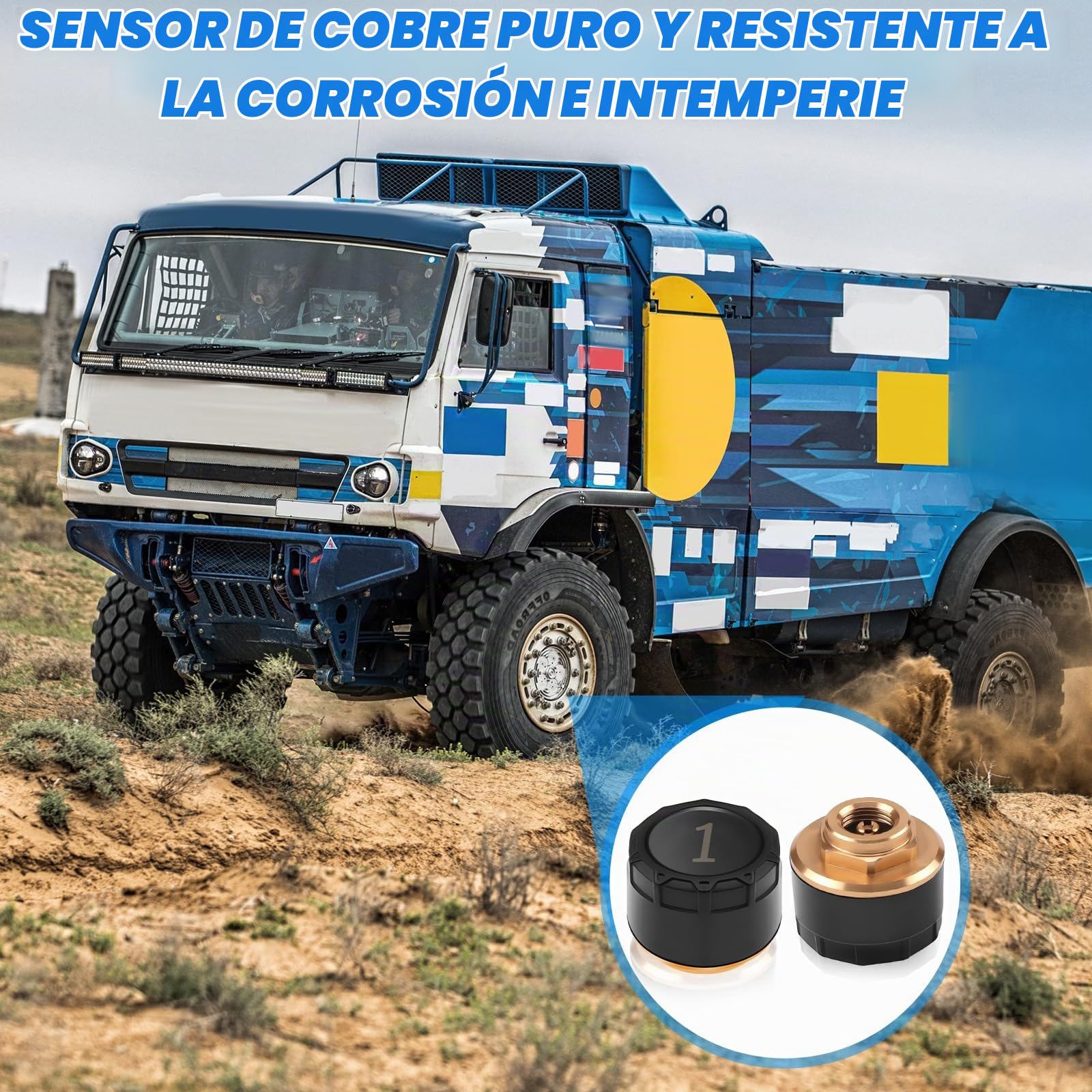 KAOLALI Sistema de Control de Presión de Neumáticos para Remolques,0-188PSI | TPMS con 10 Sensores, Carga Solar y USB, Pantalla en Color de 7", Detección a Larga Distancia, para Camiones y Autocaravanas