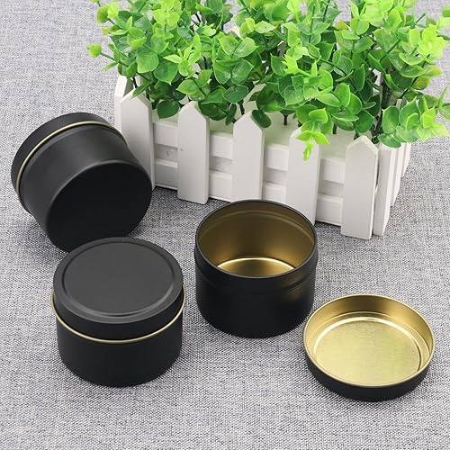 Miniatura 4 de GENHAKON Paquete de 24 latas de velas negras de 4 onzas, latas para hacer velas a granel, frascos de velas, recipientes para velas
